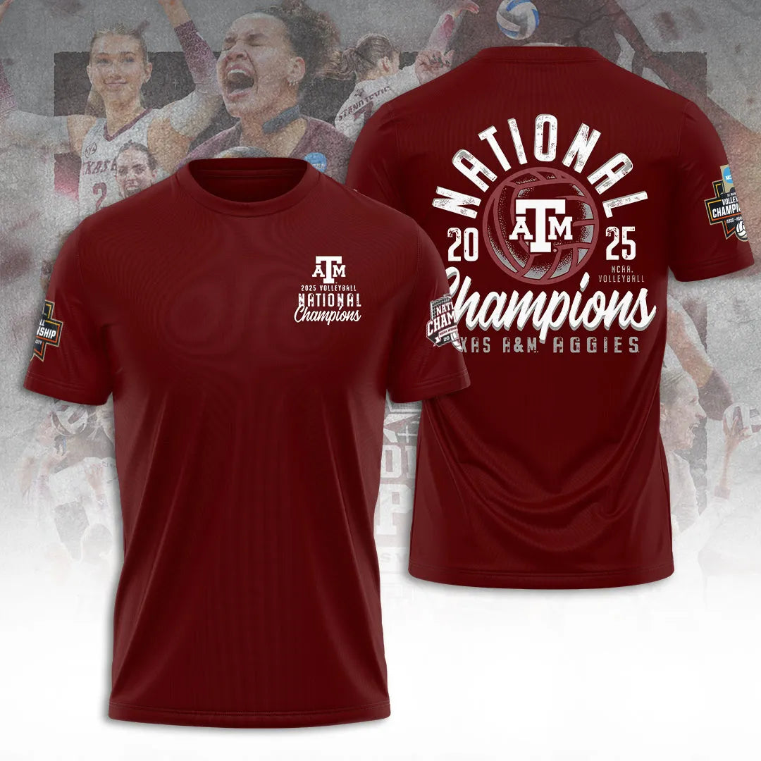 Texas A&M Aggies Women's 2025 Volleyball National Champions 3D Apparel – TANTN19620