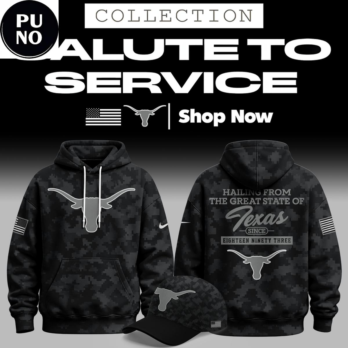 Texas Longhorns 2026 Salute to Service Camo Hoodie T-Shirt