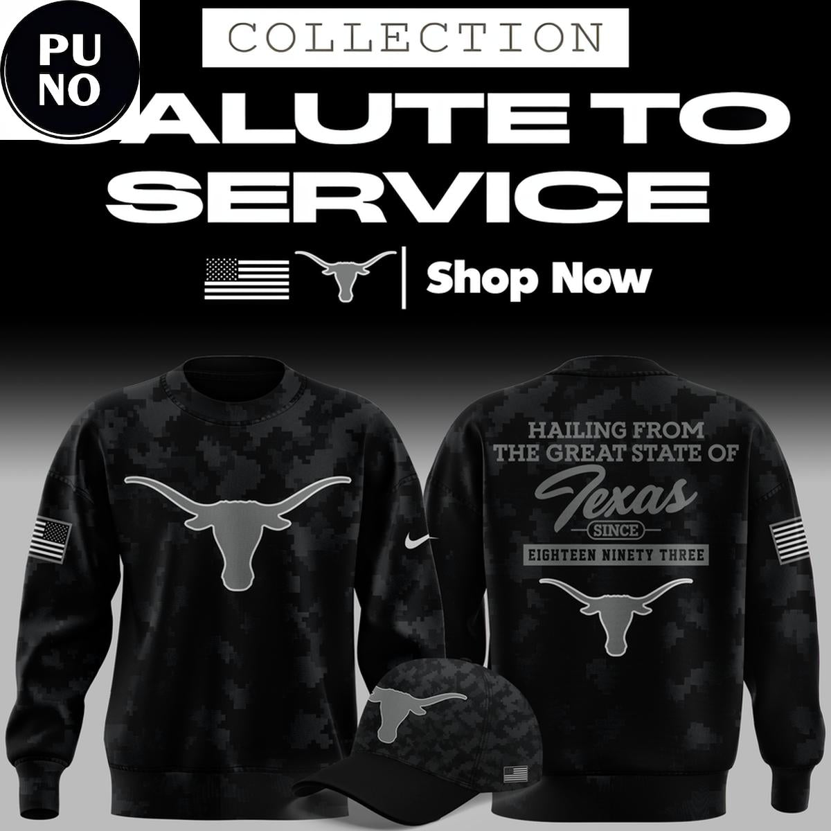Texas Longhorns 2026 Salute to Service Camo Hoodie T-Shirt