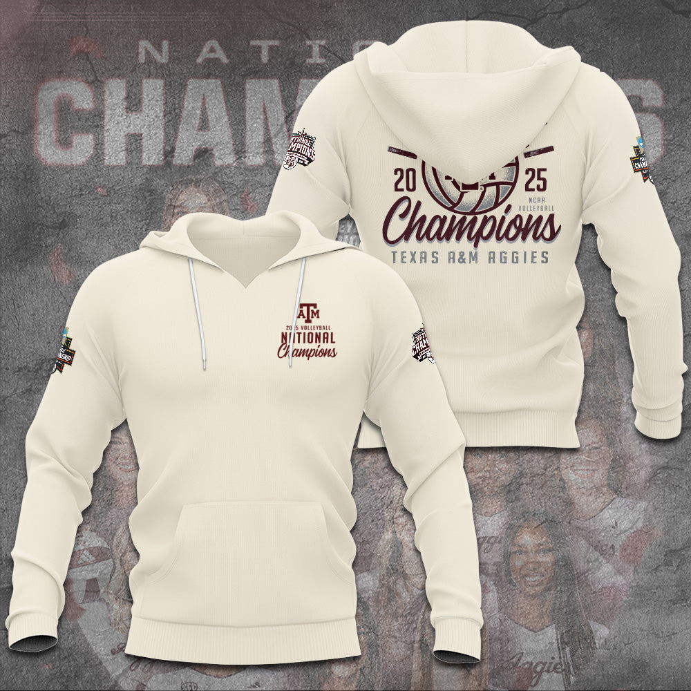 Texas A&M Aggies Women's 2025 Volleyball National Champions 3D Apparel – TANTN19622
