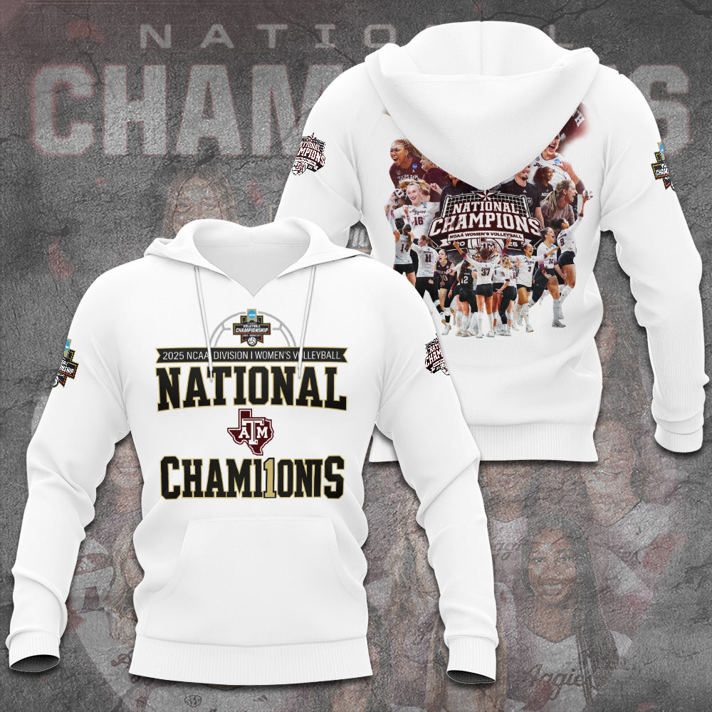 Texas A&M Aggies Women's 2025 Volleyball National Champions 3D Apparel – TANTN19625