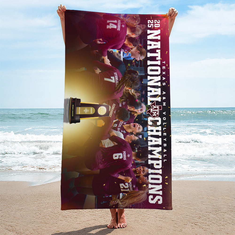 Texas A&M 2025 Women's Volleyball National Champions Rectangle Beach Towel – TMTHU2826