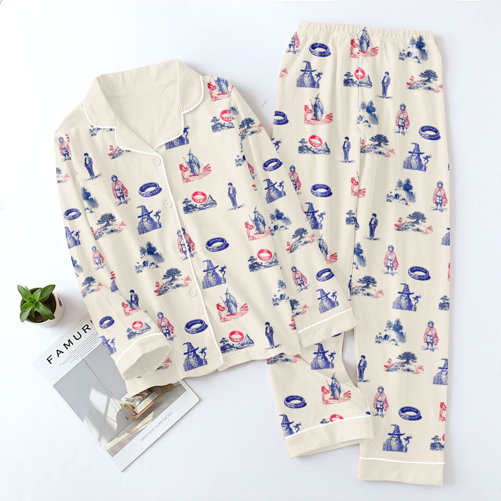 The Lord of the Rings Satin Pajama Set with Piping – GNE5254