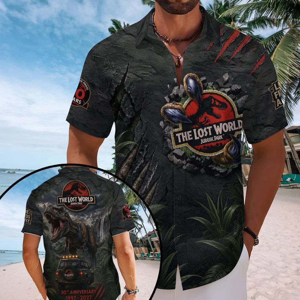 The Lost World: Jurassic Park 30th Anniversary Short Sleeve Button-Down Shirt – TMTHU8779