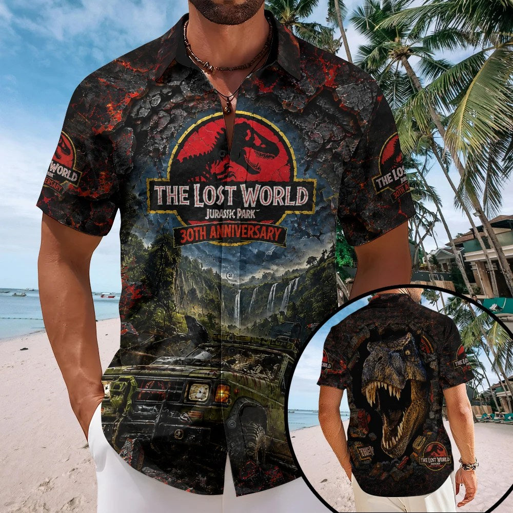 The Lost World: Jurassic Park 30th Anniversary Short Sleeve Button-Down Shirt – TMTHU8852