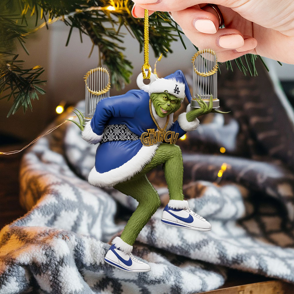 The Grinch x Los Angeles Dodgers Custom Shape 2-sided Acrylic Ornament – TMTHU2303