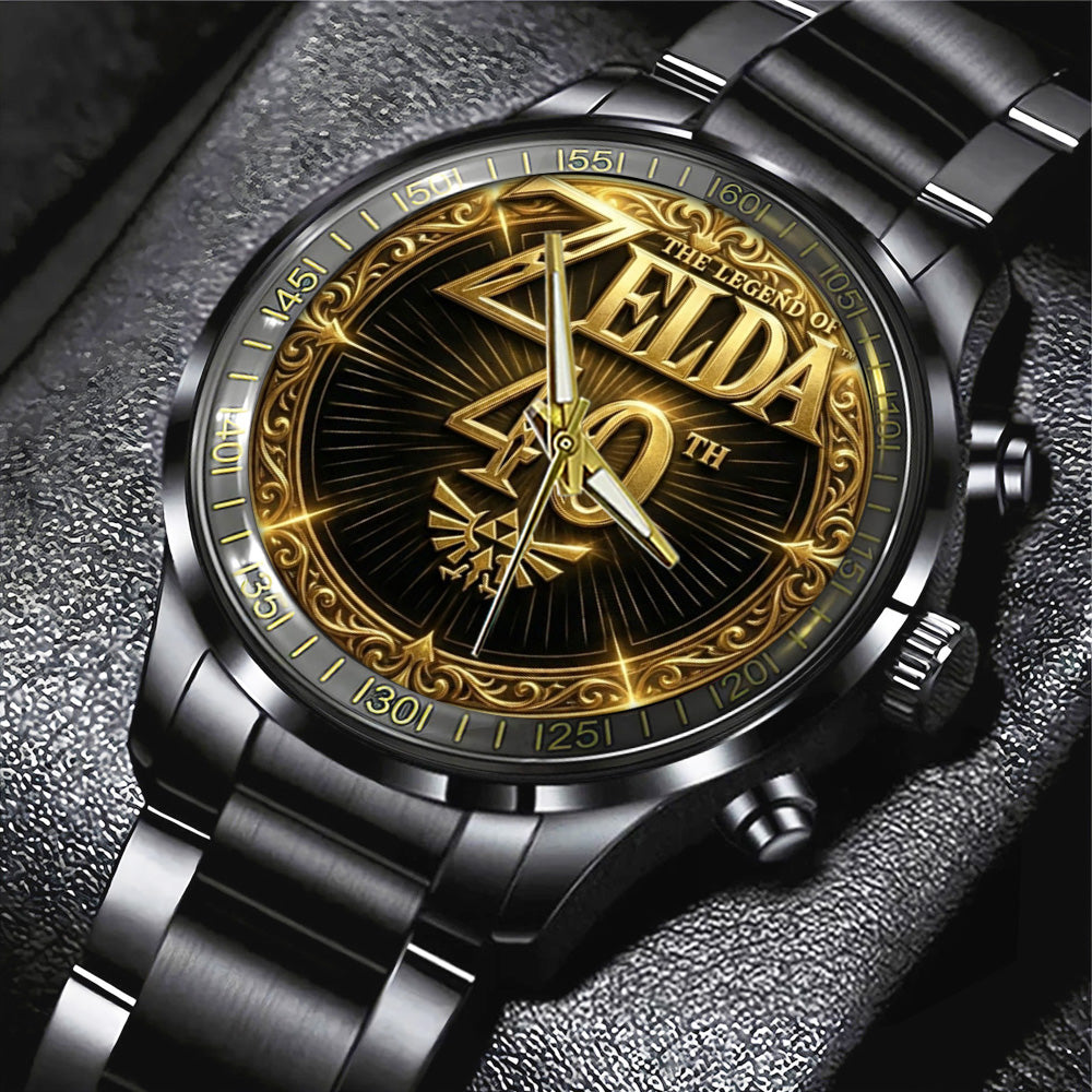 The Legend of Zelda 40th Anniversary Black Stainless Steel Watch – GNE4873