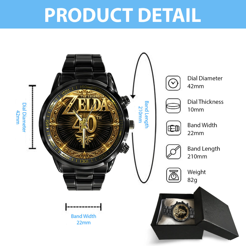 The Legend of Zelda 40th Anniversary Black Stainless Steel Watch – GNE4873