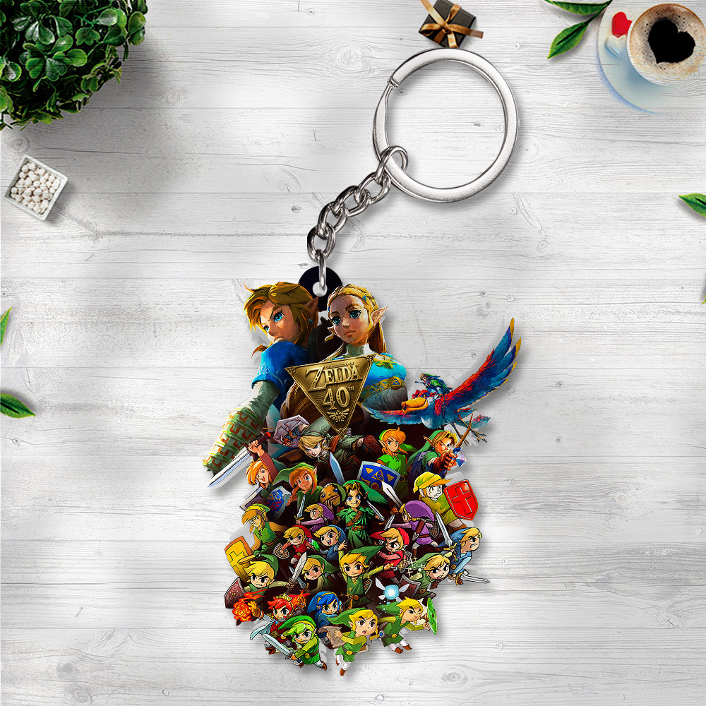 The Legend of Zelda 40th Anniversary Custom Shape 2-sided Keychain – GNE4877
