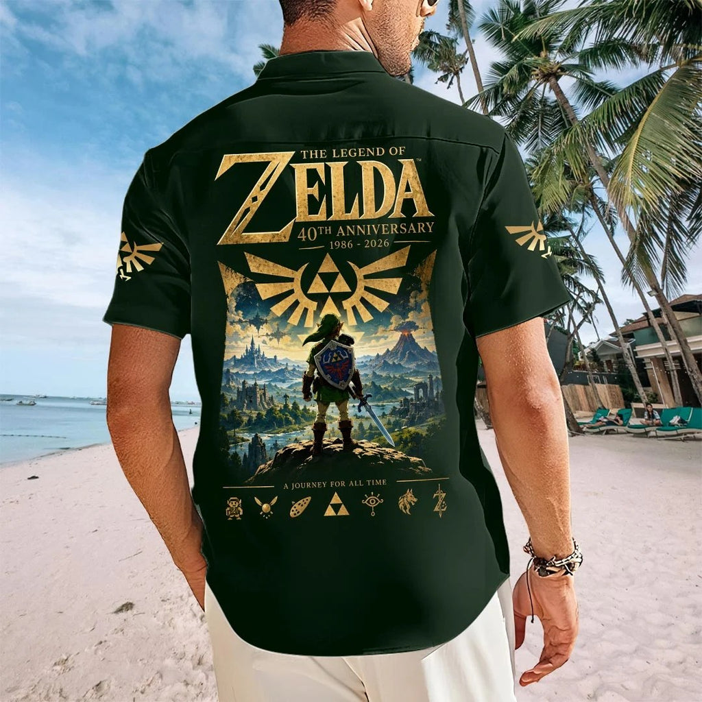 The Legend of Zelda 40th Anniversary Short Sleeve Button-Down Shirt – HOATT21149