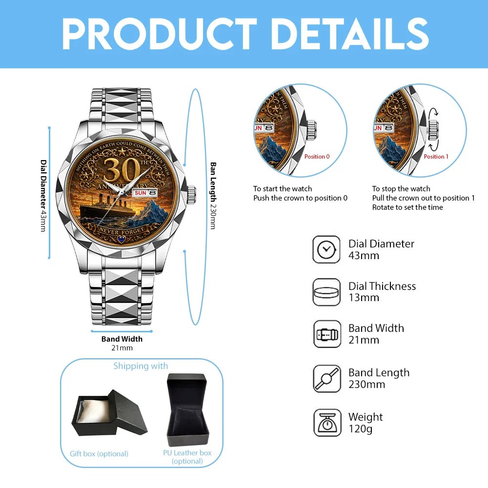 Titanic 30th Anniversary Alloy Luxury Quartz Watch – TMTHU9080