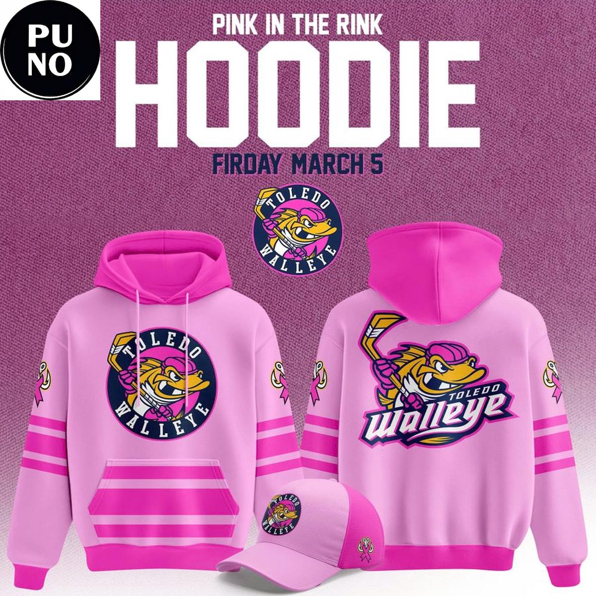 Toledo Walleye Pink in the Rink 2026 Hoodie T-Shirt