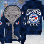 Toronto Blue Jays 2025 American League Champions 3D Fleece Zip Hoodie – MAITM13788