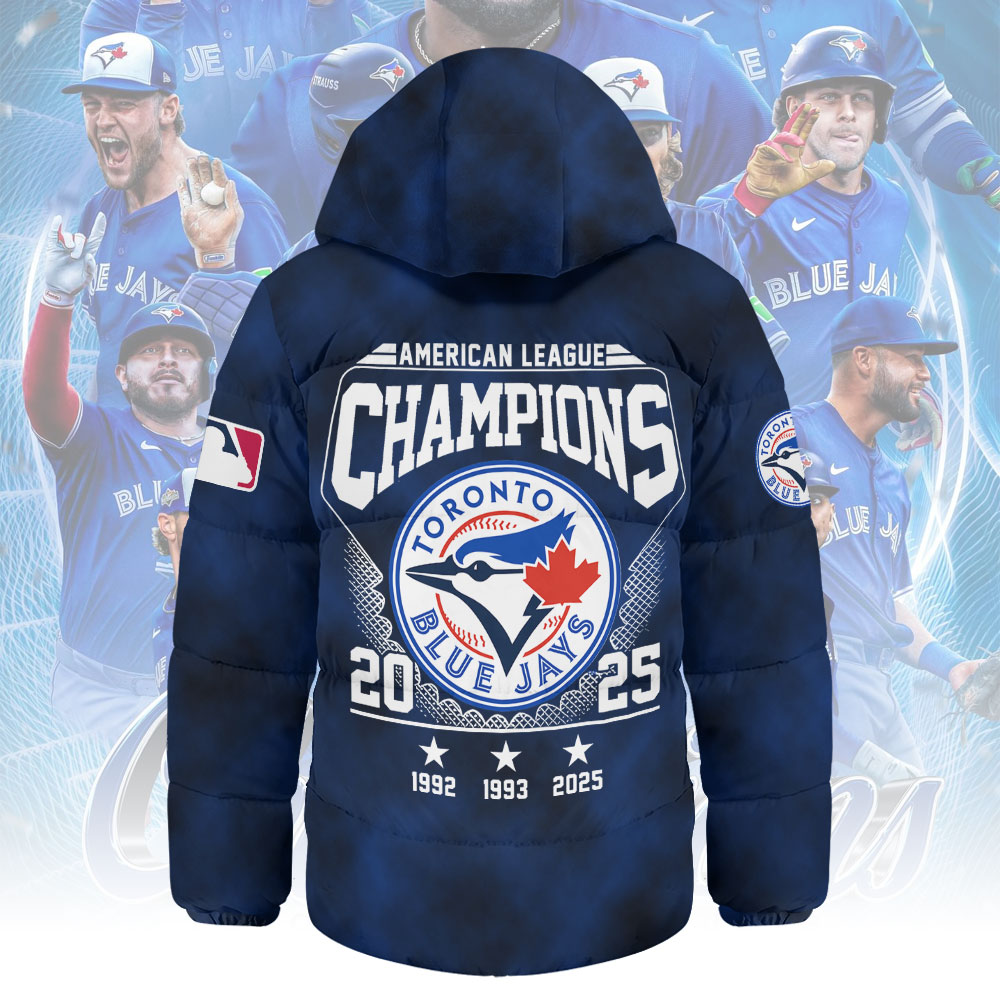 Toronto Blue Jays 2025 American League Champions Thickened Down Hooded Jacket – MAITM13890