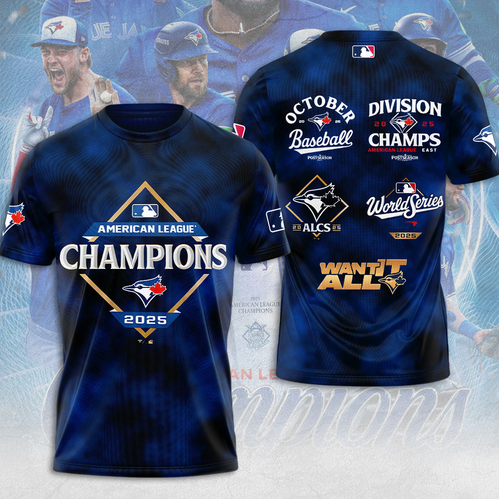 Toronto Blue Jays 2025 American League Champions 3D Apparel – MAITM13812
