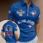 Toronto Blue Jays 2025 American League Champions Zip Polo Shirt – HOATT14830