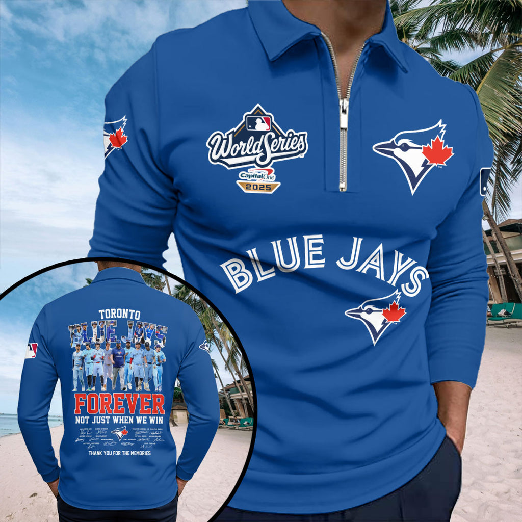 Toronto Blue Jays 2025 American League Champions Zip Polo Shirt – HOATT14830