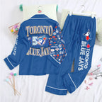 Toronto Blue Jays 50th Anniversary Satin Pajama Set with Piping – TANTN22276