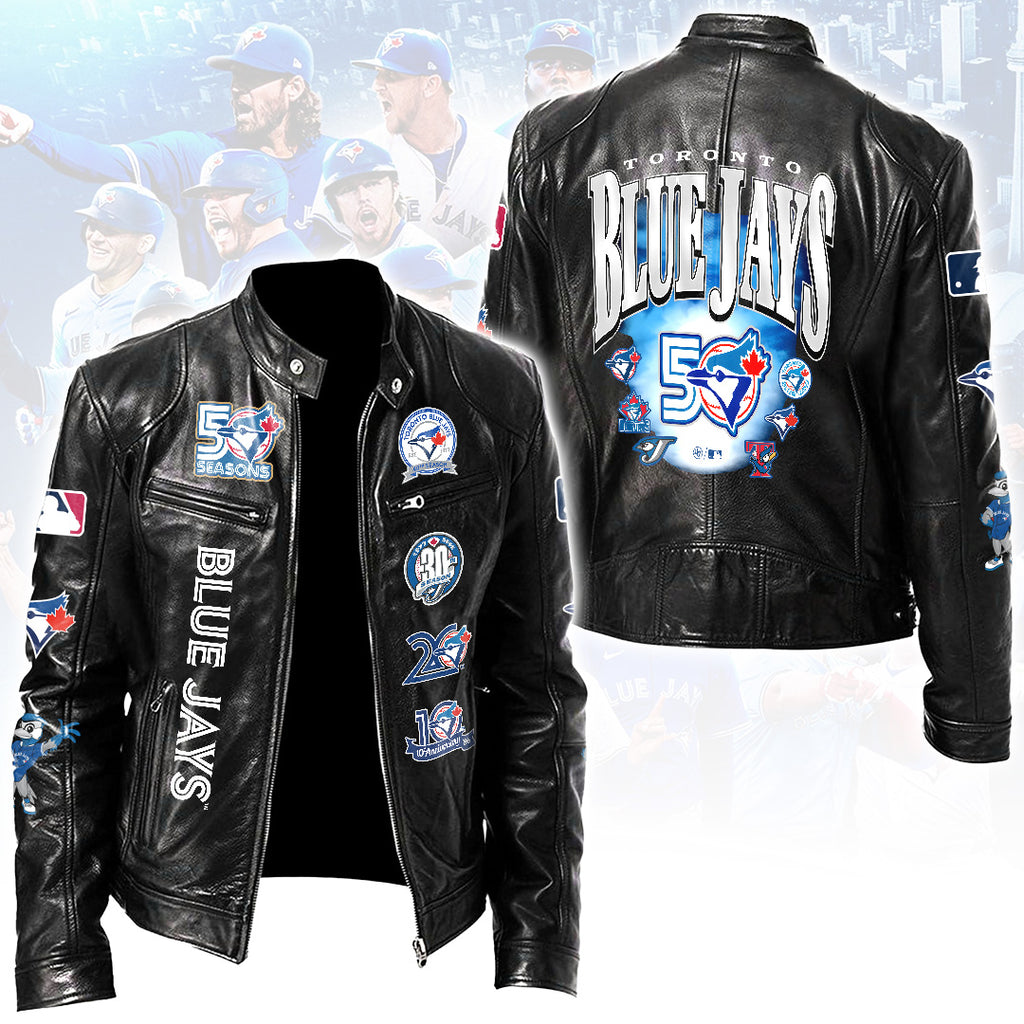 Toronto Blue Jays Motorcycle Leather Jacket – HOATT17888