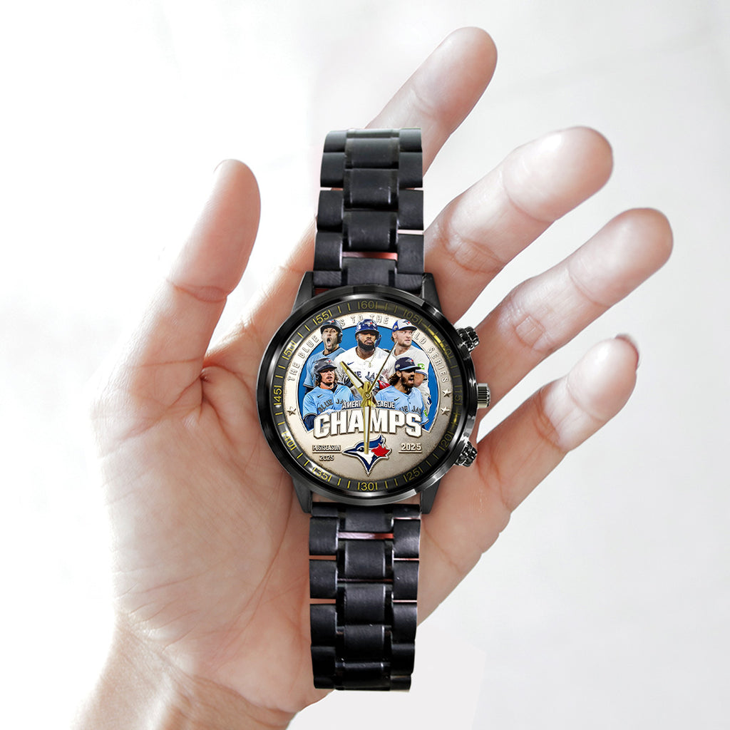 Toronto Blue Jays 2025 American League Champions Black Stainless Steel Watch – TANTN17712