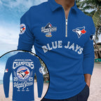 Toronto Blue Jays 2025 American League Champions Zip Polo Shirt – GNENEW759