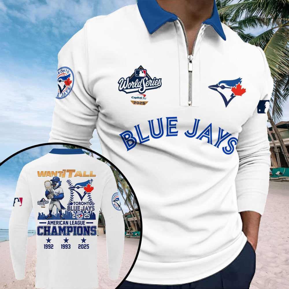 Toronto Blue Jays 2025 American League Champions Zip Polo Shirt – GNENEW760