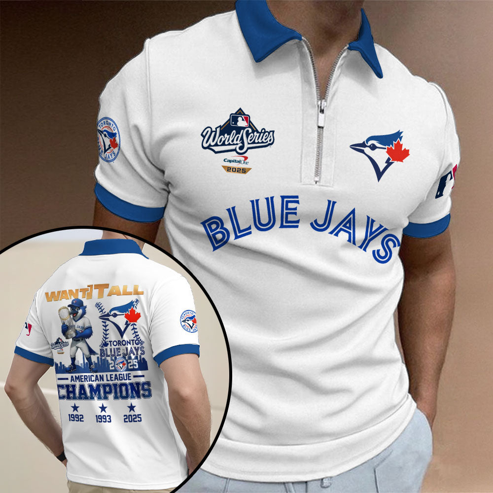 Toronto Blue Jays 2025 American League Champions Zip Polo Shirt – GNENEW760