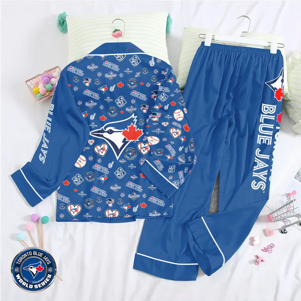 Toronto Blue Jays Satin Pajama Set with Piping – GNE4714
