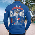 Toronto Blue Jays 2025 American League Champions Zip Polo Shirt – HOATT14829