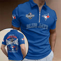 Toronto Blue Jays 2025 American League Champions Zip Polo Shirt – HOATT14829