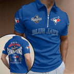 Toronto Blue Jays 2025 American League Champions Zip Polo Shirt – HOATT14829