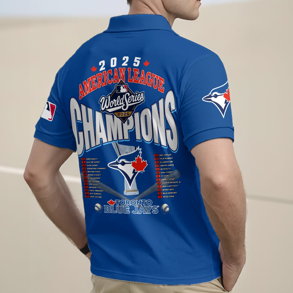 Toronto Blue Jays 2025 American League Champions Zip Polo Shirt – HOATT14829