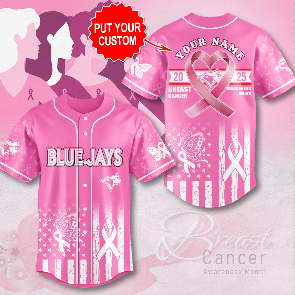 Personalized Toronto Blue Jays x Breast Cancer Awareness 2025 Baseball Jersey – MAITM13042