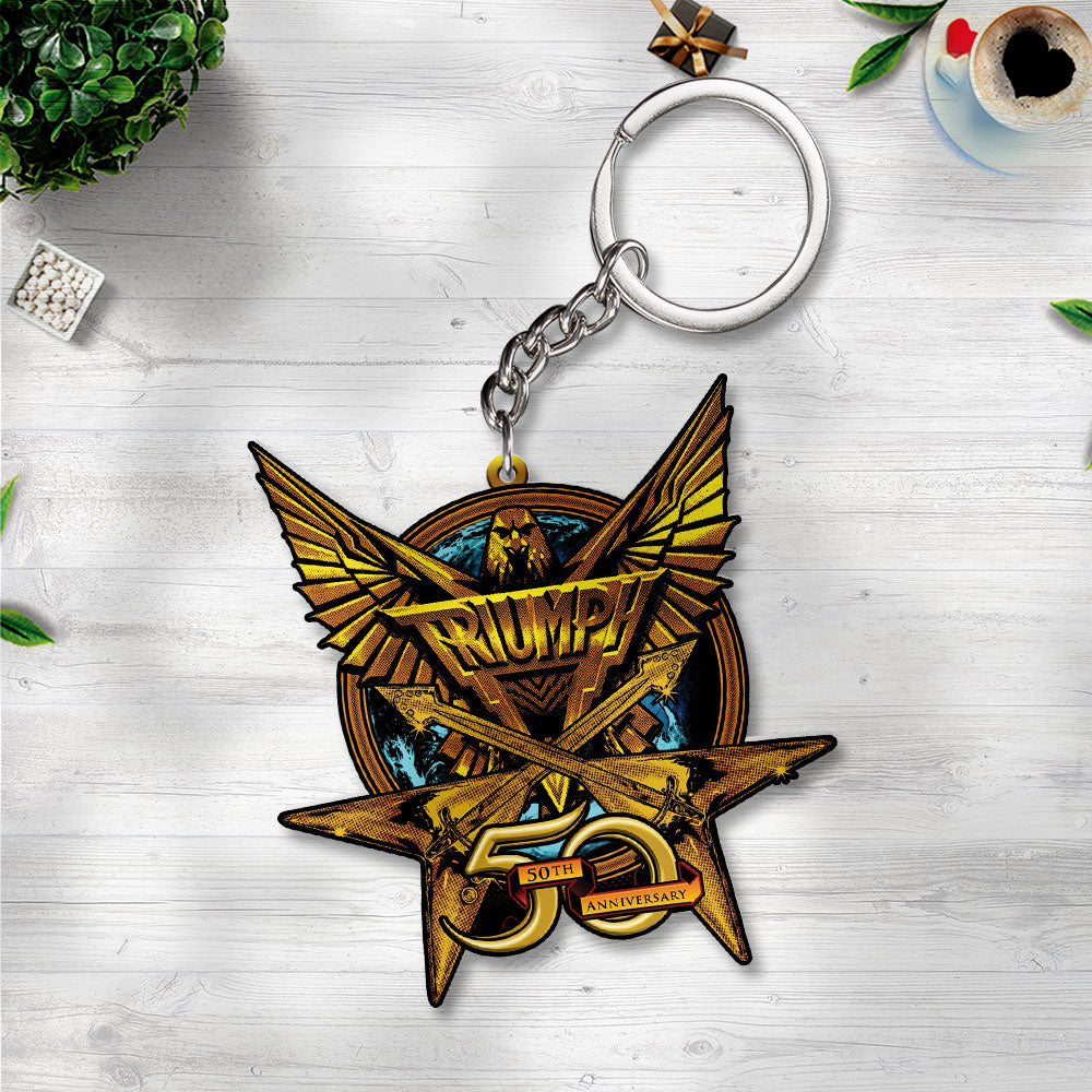 Triumph 50th Anniversary Custom Shape 2-sided Keychain – GNE8078