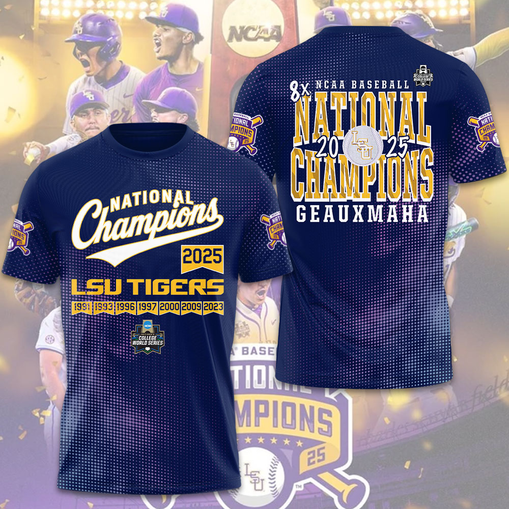 LSU Tigers Baseball 2025 National Champions 3D Apparel – GNE 3852