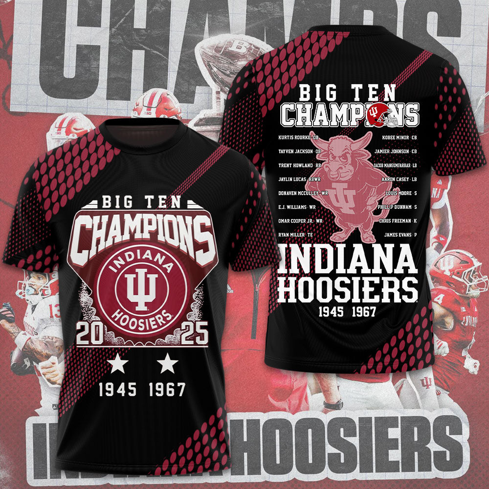 Indiana Hoosiers Football 2025 Big Ten Champions 3D Apparel – TMTHU2526