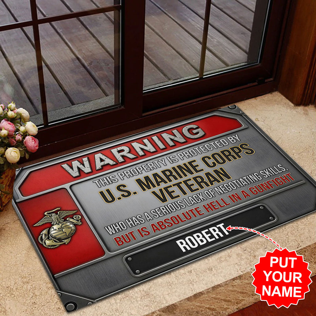 Personalized US Marine Corps 250th Anniversary Custom Doormat – MAITM12904