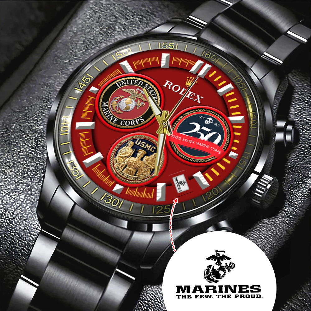 US Marine Corps Black Stainless Steel Watch – MAITM 12200