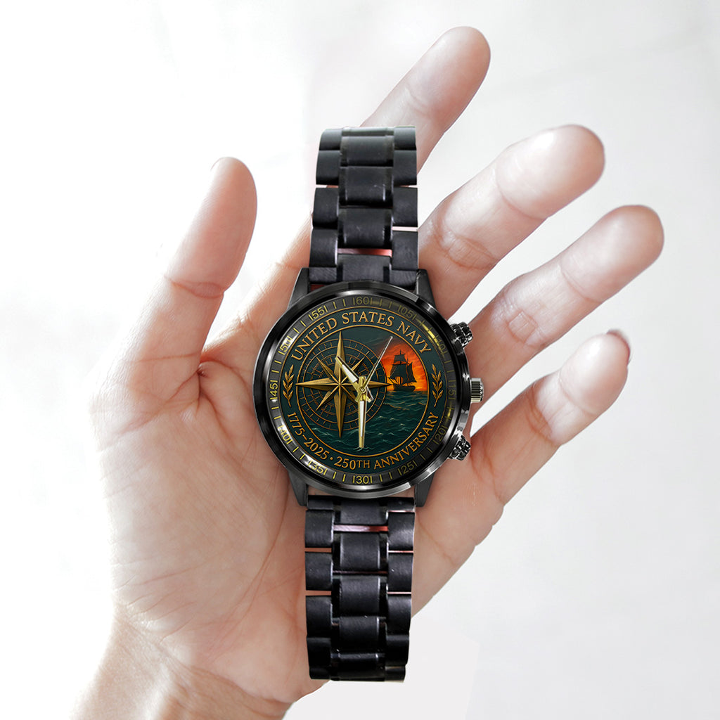 US Navy 250th Anniversary Black Stainless Steel Watch – TANTN17236