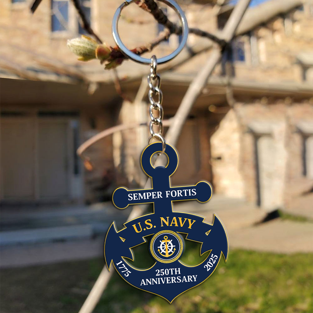 US Navy 250th Anniversary Custom Shape 2-sided Keychain – MAITM13734