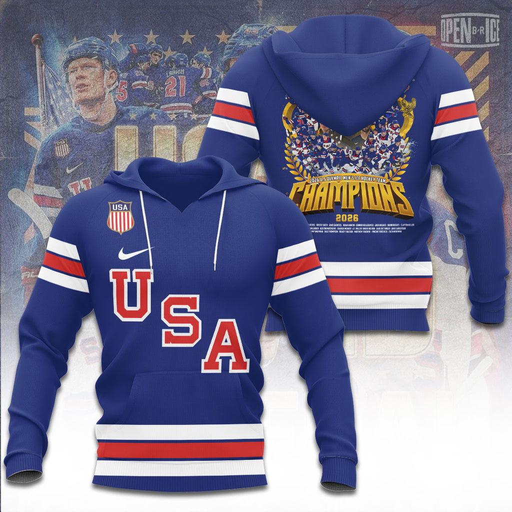 USA Men's Hockey 2026 Winter Olympics Gold Medal 3D Apparel – TANTN21179