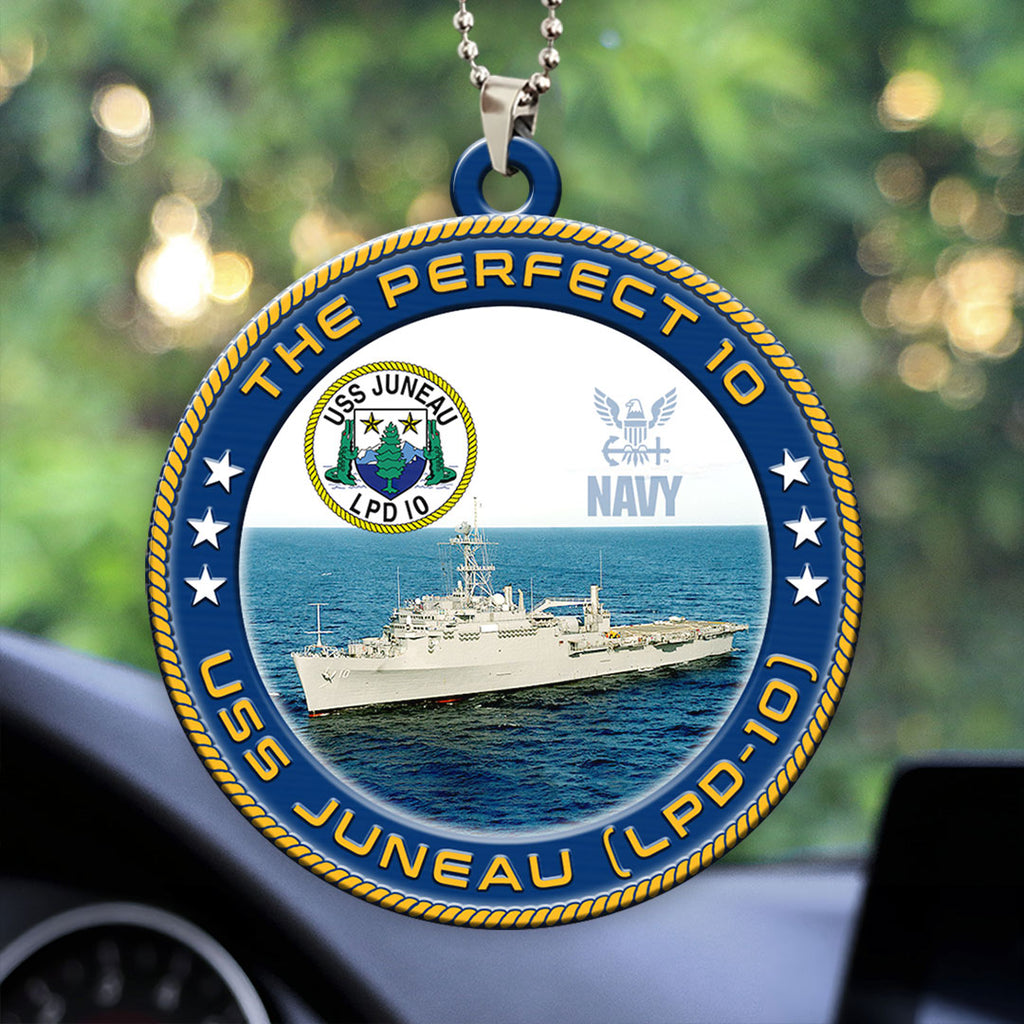USS Juneau (LPD-10) Custom Shape 2-sided Acrylic Car Ornament – HOATT13222