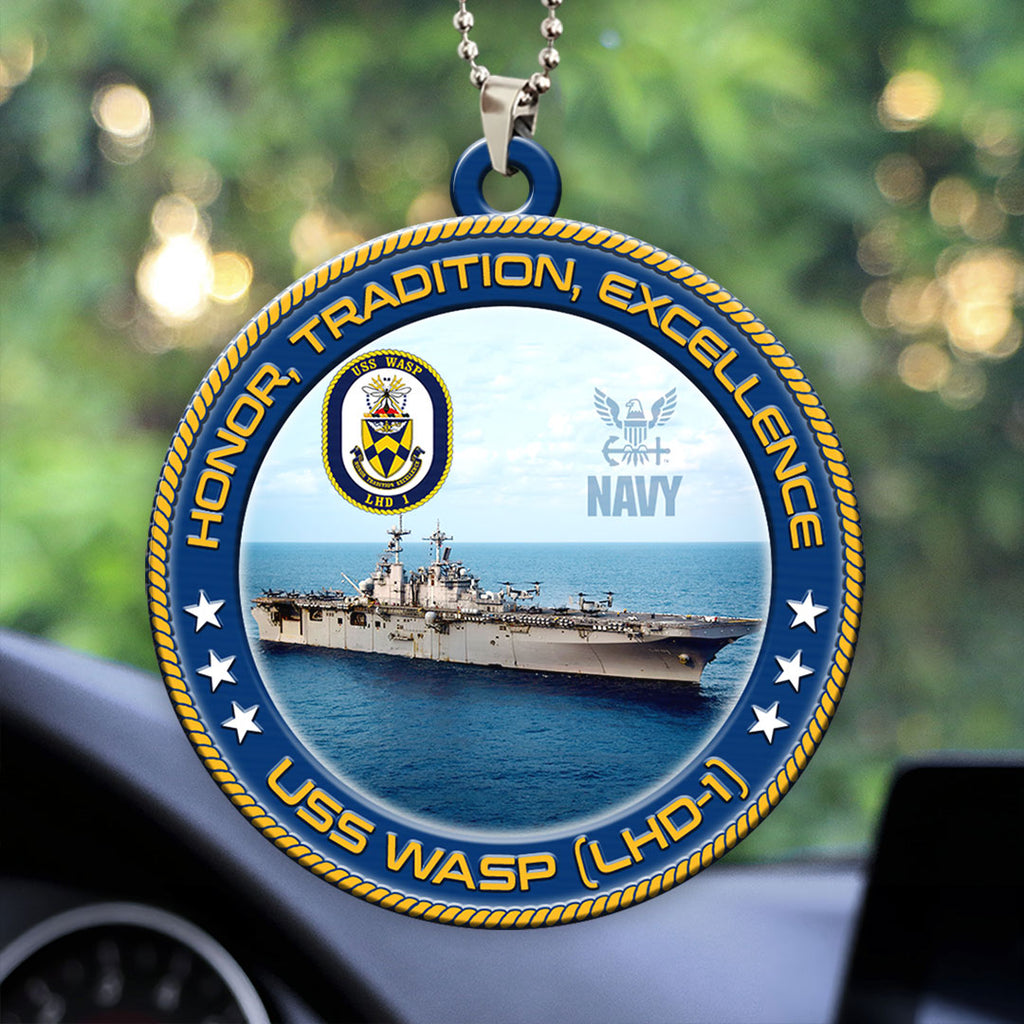 USS Wasp (LHD-1) Custom Shape 2-sided Acrylic Car Ornament – HOATT13233
