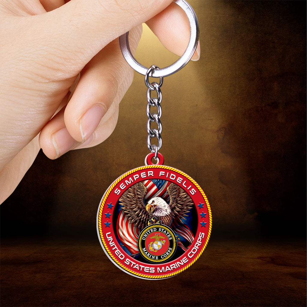 US Marine Corps Custom Shape 2-sided Keychain – HOATT13299