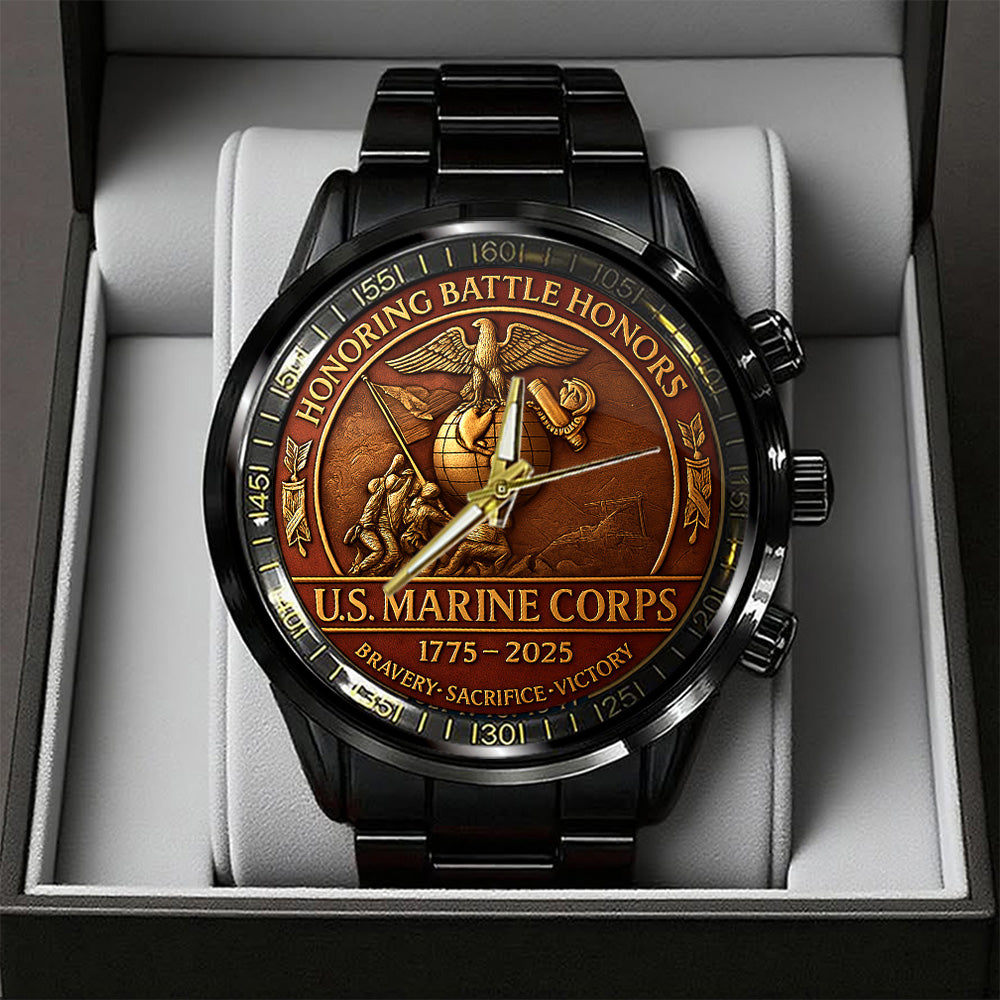 US Marine Corps Black Stainless Steel Watch – TANTN15978