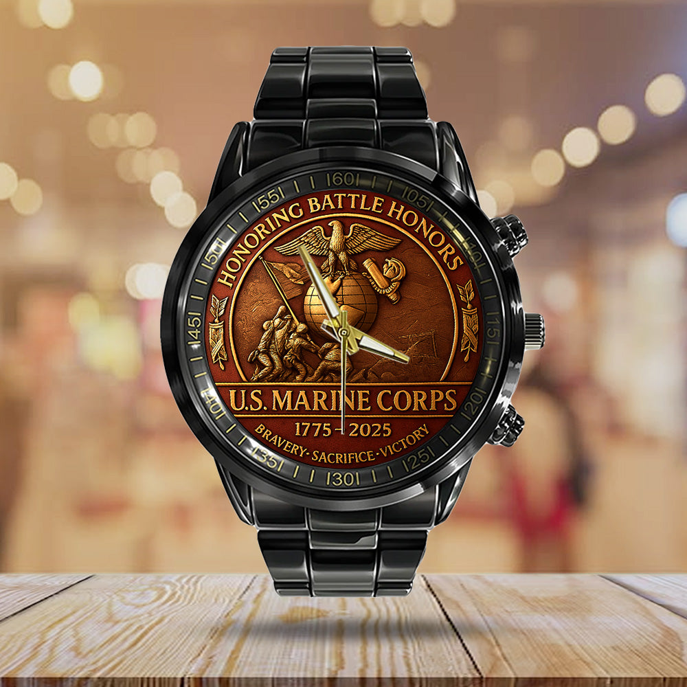 US Marine Corps Black Stainless Steel Watch – TANTN15978