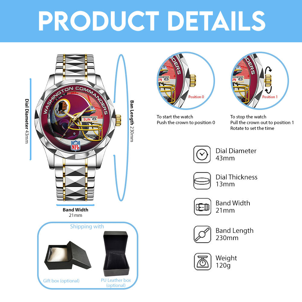 Washington Commanders Alloy Luxury Quartz Watch – TANTN16344