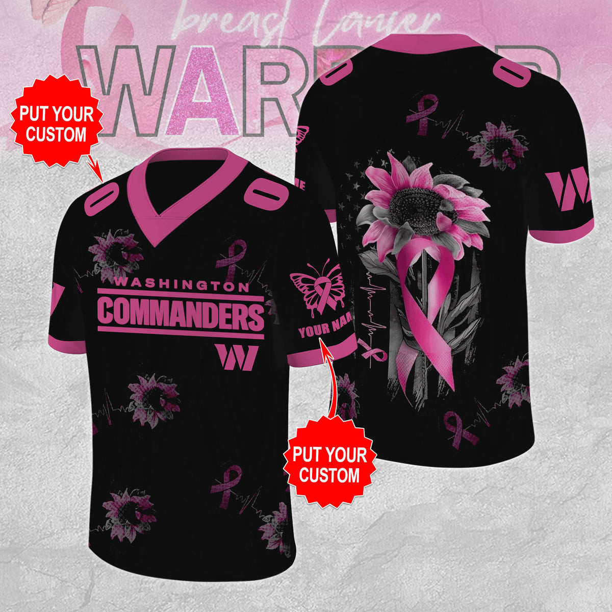 Personalized Washington Commanders x Breast Cancer Awareness 3D Football Jersey – MAITM12866