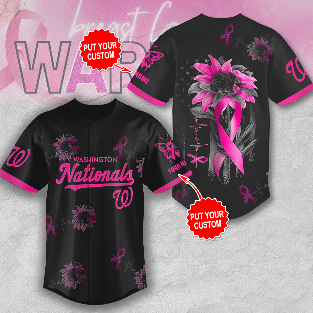 Personalized Washington Nationals x Breast Cancer Awareness Baseball Jersey – MAITM12942