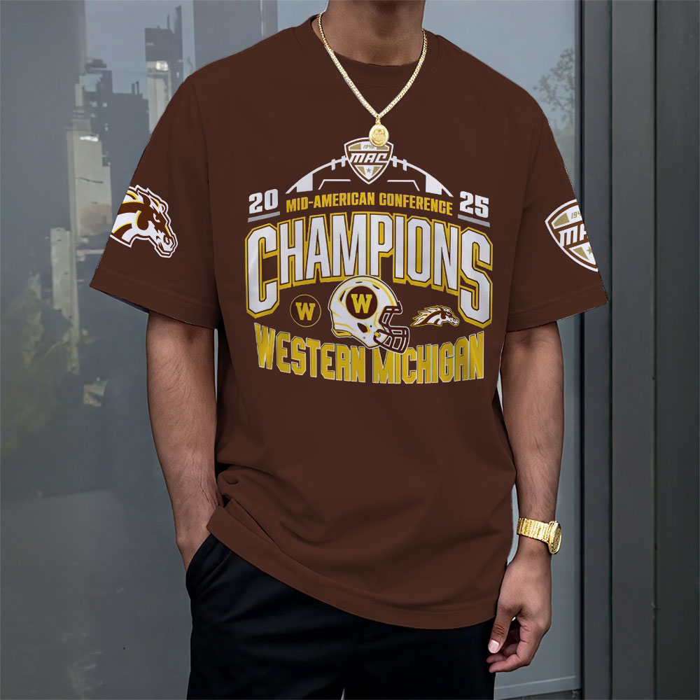 Western Michigan Broncos 2025 MAC Football Champions 3D Apparel – MAITM14078